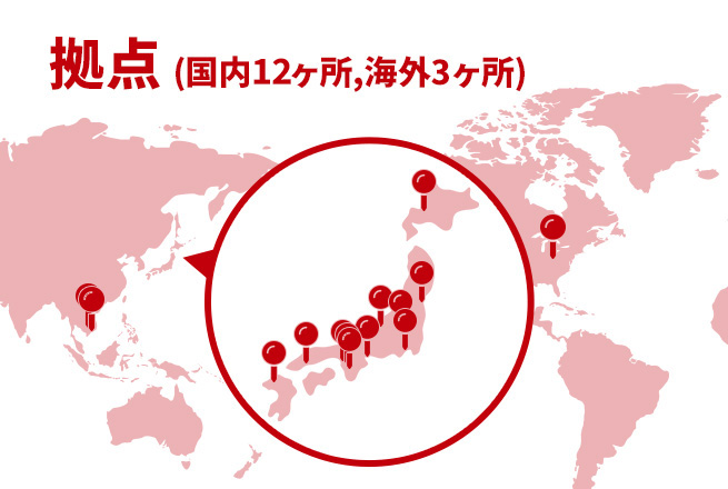 拠点 (国内11ヶ所,海外3ヶ所)